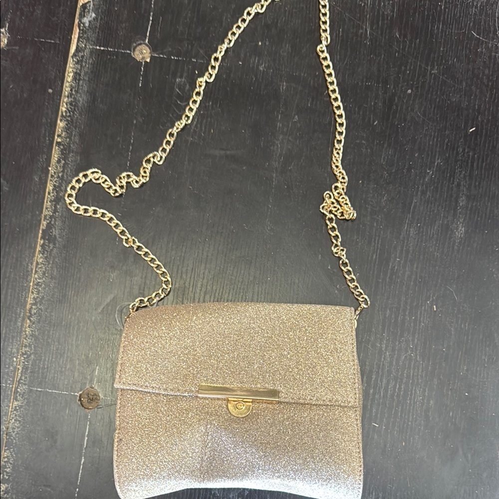 Gold Glitter Chain Shoulder Bag